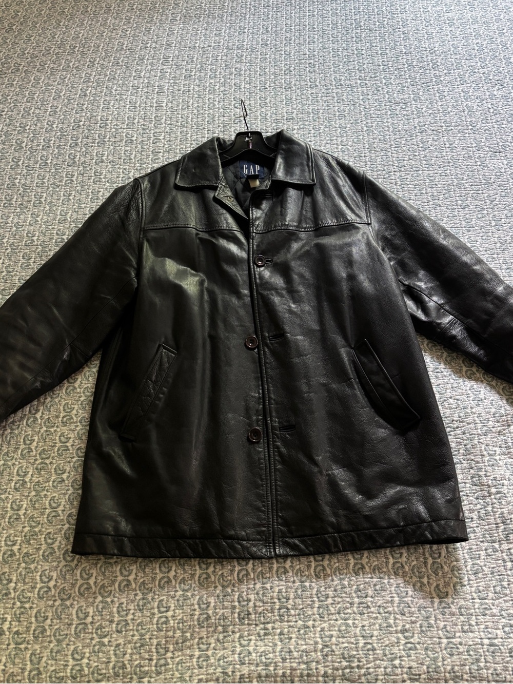 VINTAGE GAP Black Leather Button-Up Jacket